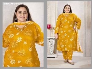 Premium Quality Rayon with NeckLine Hand-Work & All-Over Floral <b>Printed</b> Kurti-Pant-Dupatta <b>Large</b>-<b>Extra</b> <b>large</b> Size Woman Fashion - Product Image 5