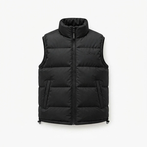 Chaqueta sin mangas negra para hombre, con cuello alto y cremallera, para invierno, ropa de calle, personalizada, con etiqueta privada, OEM - Product Image 5