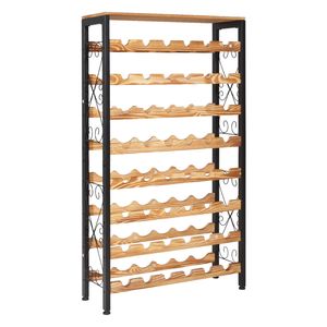 Portabottiglie da Vino a 8 Livelli, 48 Bottiglie, in Ferro con Ripiani e Piano in Legno, per Uso in Cucina - Product Image 1