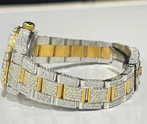 Round Shape Stainless Steel Two Tone VVS Quality Yellow Gold Trending Hip Hop Iced Out Diamond Export Quality Manufacturer - Product Image 3