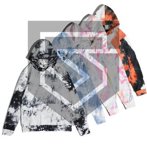 ชุดเสื้อฮู้ดมัดย้อมสำหรับผู้ชายผ้าฝ้ายมีฮู้ดปักโลโก้กำหนดสีเอง - Product Image 1