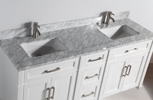 Gabinete de Baño Moderno de Lujo Phuoc Hung PHD2MVS72 de 72 Pulgadas, de Madera Sólida Blanca, con Lavabo Doble, para Hoteles - Product Image 2
