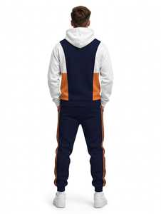 Men's Solid Lightweight Hooded Tracksuit Set Navy <b>White</b> Orange Casual Autumn <b>Sweatshirt</b> Sweatpants Two Piece Outfit - Product Image 3