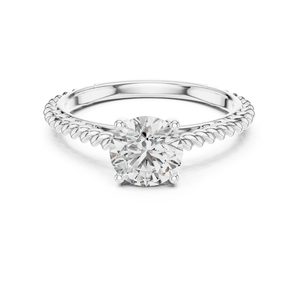 Bague de fiançailles solitaire en moissanite ronde, bague de mariage, bague de demande en mariage, bague pour femme à porter au quotidien, bague cadeau d'anniversaire - Product Image 5