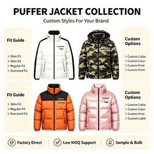 <b>Men's</b> <b>White</b> Patchwork Puffer Jacket With Stand Collar Zipper Closure Custom Logo Down Filled Winter <b>Coat</b> Casual Style - Product Image 4