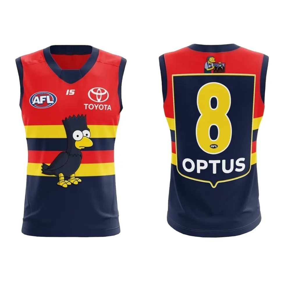 เยาวชนผู้ใหญ่ที่กําหนดเอง 100% โพลีเอสเตอร์ออสเตรเลียระเหิดพิมพ์แข็ง AFL Jersey Aussie กฎออสเตรเลียรักบี้ฟุตบอล Singlet