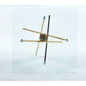 Modern <b>Square</b> <b>Dining</b> <b>Table</b> with Cross Metal Leg Tempered <b>Glass</b> Space Saving for Kitchen & Living Room Chrome Legs - Product Image 3