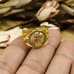 Trendy Design Om Boho Brass Wedding Jewelry Women 18k Gold Plated Religious Spiritual Yoga <b>Statement</b> <b>Ring</b> Wholesale/OEM/ODM - Product Image 5