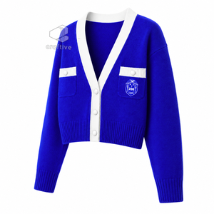 เสื้อคาร์ดิแกน Zeta Phi Beta Sorority สำหรับผู้หญิง ปักลายตราสัญลักษณ์ คอวี ติดกระดุม เสื้อถักไหมพรม สไตล์เครื่องแต่งกายมหาวิทยาลัยกรีก เสื้อคลุม - Product Image 2