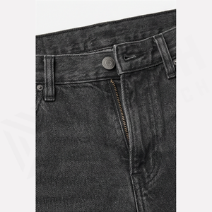 Jean en denim coupe droite délavé foncé pour homme, taille haute, coupe slim, en coton, style décontracté, pantalon d'automne - Product Image 4