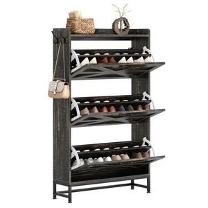 Large Capacity <b>Grey</b> Shoe <b>Cabinet</b> for Home Entry and Entrance Balcony Storage Shoe Rack - Product Image 2
