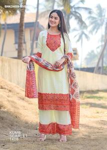 Conjunto de Kurti de Georgette Pesado de Alta Calidad con Cuello Bordado a Mano y Estampado Digital, Proveedor de India, Moda Femenina - Product Image 2