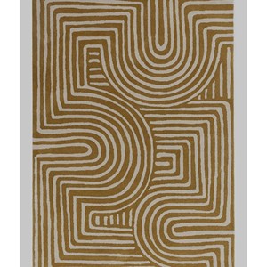 Tapis d'appoint abstrait moderne, géométrique, tufté à la main, en laine/coton, antidérapant, jaune crème, motif contemporain pour salon - Product Image 2