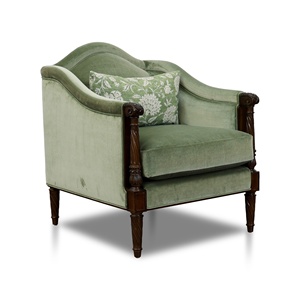Fauteuil rembourré de style français antique, classique, en bois de noyer sculpté, en velours, pour hôtel et maison 0304434 - Product Image 2