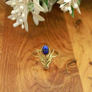 แหวนมังกรทองเหลือง, แหวนหัวมังกรประดับพลอยธรรมชาติ, แหวนสไตล์โกธิคโบฮีเมียนขายส่ง, ผู้ผลิต OEM/ODM จากเมืองชัยปุระ อินเดีย - Product Image 3