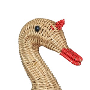 Panier en rotin tressé à la main en forme de canard, à ouverture supérieure, en osier, pour rangement de jouets animaux de la ferme, bac de rangement, corbeille à fruits de comptoir - Product Image 4