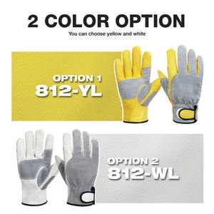Gants de travail pour chauffeurs en cuir de mouton grainé, anti-vibrations, durables, avec sangle, confortables et résistants à l'abrasion - Product Image 3