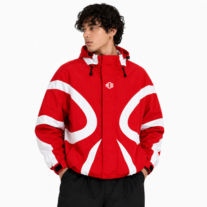 Premium <b>Red</b> Reflective Panel Windbreaker Custom <b>jacket</b> for men Softshell Hiking Oversized Tactical Nylon Polyester Windbreaker - Product Image 1