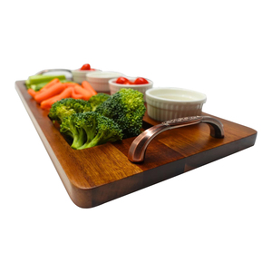 Food Safe Acacia <b>Wood</b> <b>Large</b> Serving Platter Board for Food Cheese Desserts & Salads <b>Wood</b> Divided Tray Chip & Dip Serving Platter - Product Image 3