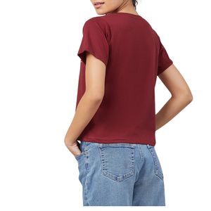 T-shirt en coton pour femme avec logo personnalisé, manches courtes, col rond, imprimé, écologique, respirant, décontracté, fabricant OEM en gros - Product Image 4