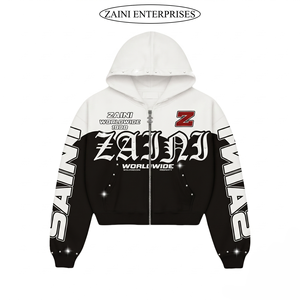 Sweat à capuche zippé pour homme, 380 GSM, en molleton de coton et polyester de qualité supérieure, bleu ciel délavé, épais, avec logo brodé personnalisé, respirant pour l'hiver - Product Image 2