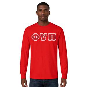 Maglietta a Maniche Lunghe con 3 Lettere Kappa Alpha Psi Old Skool Phi Nu Pi Rossa, Abbigliamento per Fraternità Greca con Design Vintage e Comfort - Product Image 1