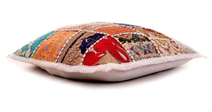 Handmade Bohemian Patchwork Embroidered Cushion Cover Square Home Decor Pillow Case Multicolor Floral Design - Product Image 4
