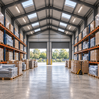 Entrepôt de stockage préfabriqué en acier avec 2 portes à rouleaux et plafond haut pour le stockage de canapés et de grandes palettes de marchandises