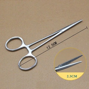 1pcs Manual Stainless Steel Hemostatic Pliers Surgical Forceps Needle <b>Holder</b> Elbow Straight Head - Product Image 3