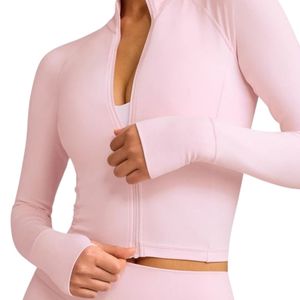 Womens Pink Long Sleeve Jacket High Neck Fitted Activewear Gym Workout Sports <b>Top</b> Slim Fit Athletic Jacket Custom OEM Apparel - Product Image 4