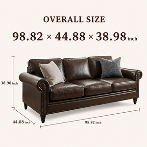 Classic Brown Top-Grain Leather <b>Sofa</b> 3 Seater Integrated Low Curved Arms Modern Luxury Curved Wave Silhouette Ash Living Room - Product Image 2