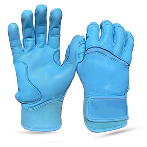 Gants de baseball confortables en cuir bleu, antidérapants, à haute adhérence, pour le softball, avec logo personnalisé - Product Image 1