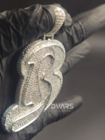 Collier pendentif lettre diamantée Dvars, pendentif initiale personnalisée style rappeur, pendentif lettre personnalisée en moissanite glacée pour homme