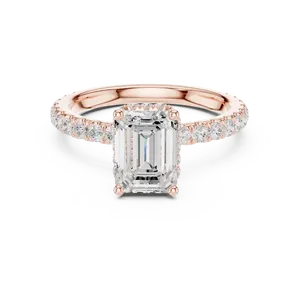 Anillo de diamante de corte esmeralda de 1.5 quilates cultivado en laboratorio, oro sólido de 18 quilates, halo oculto, unisex, regalo para fiesta nupcial - Product Image 5