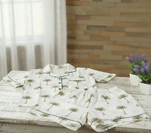 Ensemble short et haut à manches longues en coton indien tissé, imprimé au bloc, motif palmier vert vif imprimé à la main, doux et lisse, pour femme, été - Product Image 2