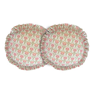 Housse de coussin ronde en tissu doux blanc, rose et orange, pour canapé ou fauteuil, disponible à bon prix, fournisseur indien - Product Image 2