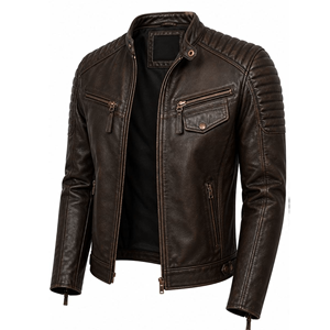 Chaqueta de Cuero Premium para Hombre, Estilo Motero Clásico, Corte Ajustado, Abrigo Casual de Invierno - Product Image 5