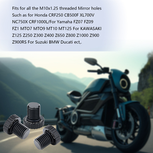 Bouchon de trou de rétroviseur de <span class=keywords><strong>moto</strong></span> M10x1.25, adapté à <span class=keywords><strong>Honda</strong></span>, Yamaha, Kawasaki, Suzuki, Ducati, ATV, BMW et à la plupart des motos ou vélos, etc. - Product Image 5