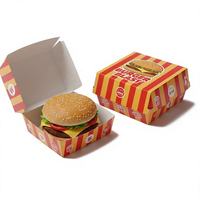 Boîte à hamburger en carton kraft imprimée sur mesure, résistante à la graisse, pour repas combinés, restauration rapide, à emporter, emballage de déjeuner, type coquille