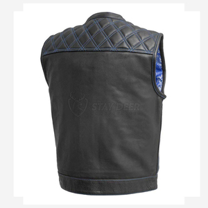 Custom Club Leather Vest with Single <b>Back</b> Panel Large Patch Area Biker Vest Professional Motorcycle Gear - Product Image 6