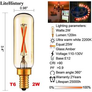 Lampadina LED T6 Dimmerabile 25W Candelabra con Luce Ambrata 2200K 120lm 2W E12 T25 Confezione da 6 - Product Image 6