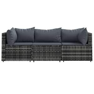 Ensemble de salon de jardin gris avec coussins anthracite pour la détente en plein air - Product Image 3