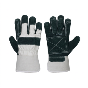 Gants de sécurité pour le soudage noir et blanc, gants de travail en cuir, gants de protection résistants à la chaleur pour la réparation par soudage - Product Image 1