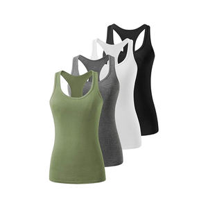 เสื้อกล้ามรัดรูปทรง Racerback สำหรับผู้หญิง คอกลม แขนกุด เหมาะสำหรับออกกำลังกาย โยคะ แห้งเร็ว ชุดออกกำลังกาย - Product Image 2