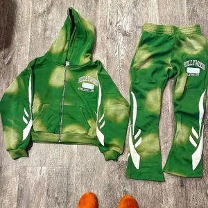 Unisex Winter Sporty 100% Cotton <b>Flared</b> Leggings & Hoodie Tracksuit Set Custom Front Logo Breathable Lightweight - Product Image 6