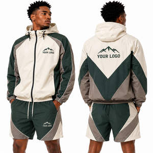 Conjunto de Chaqueta y Pantalones Cortavientos con Capucha Personalizados para Hombre, Resistentes al Agua, para Primavera, Venta al Por Mayor, Ropa Deportiva para Exteriores, Suministro de Fábrica - Product Image 1