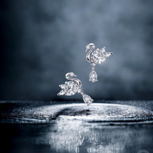Swan Shape Diamond Drop <b>Earrings</b> 925 <b>Silver</b> Luxury Women <b>Wedding</b> Jewelry Pear Cut Animal Pattern - Product Image 2