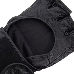 Gants d'entraînement en cuir à demi-doigts avec fermeture Velcro au poignet pour les arts martiaux, unisexe - Product Image 6