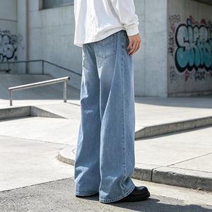 Jeans de mezclilla oversize para hombre, desgastados, de pierna ancha, estilo urbano, MOQ flexible disponible, lavado vintage, corte holgado, a la moda. - Product Image 6