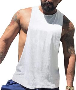 Débardeur blanc sans coutures pour homme, en pur coton, pour entraînement, fitness, musculation, gym, sous-vêtement - Product Image 1